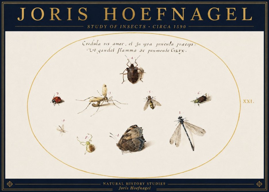 Joris Hoefnagel Study of Insects • Circa 1590 No4 - Poster