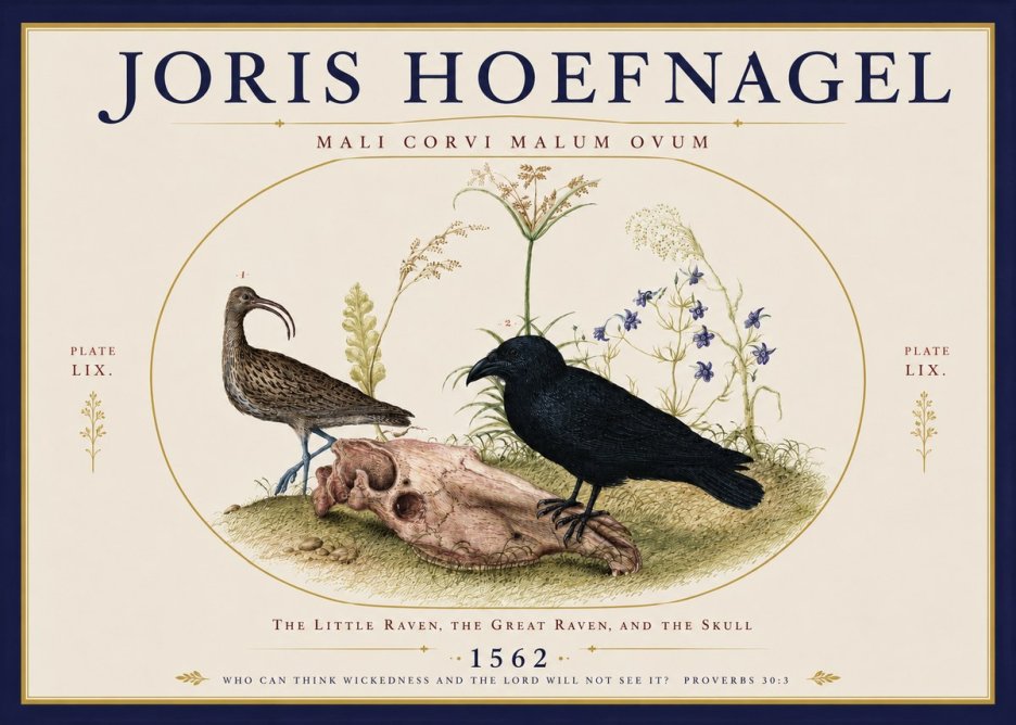Joris Hoefnagel The Little Raven, the Great Raven, and the Skull No3 - Poster