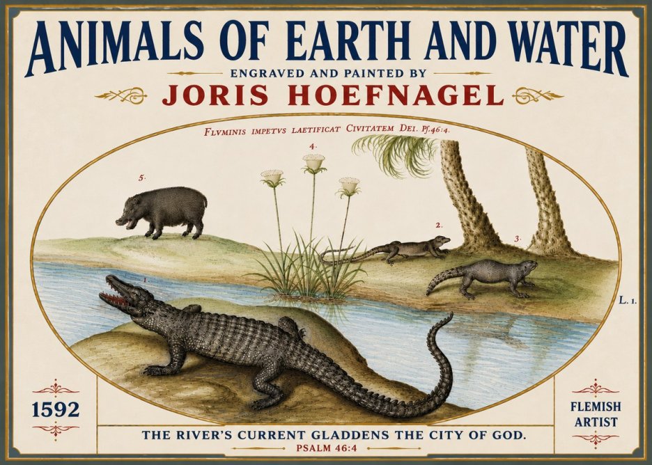 Joris Hoefnagel Animals of Earth and Water No6 - Poster