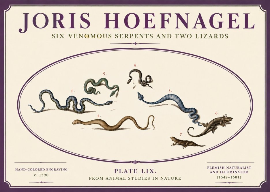 Joris Hoefnagel Six Venomous Serpents and Two Lizards No6 - Poster