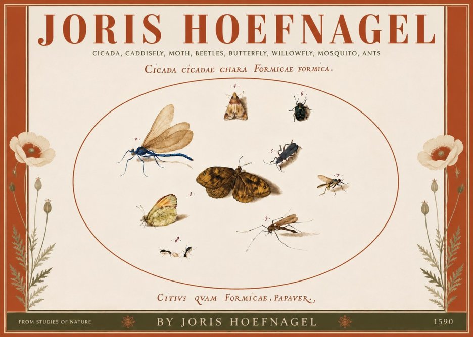 Joris Hoefnagel Cicada Cicadae Chara Formicae Formica. No5 - Poster