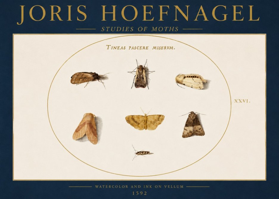 Joris Hoefnagel Studies of Moths II No4 - Poster