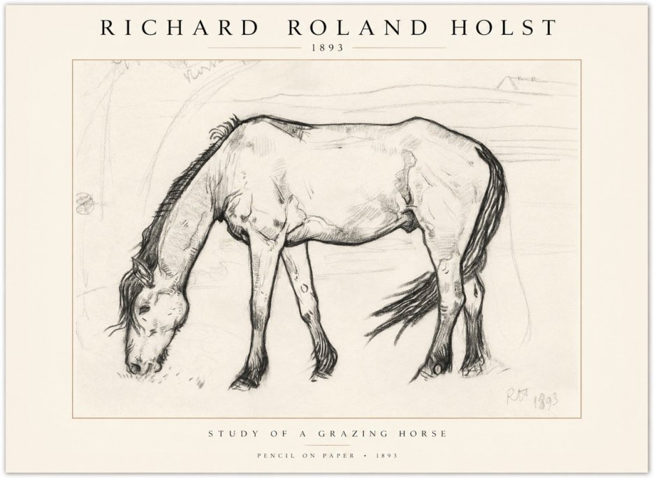 Richard Roland Holst Study of a Grazing Horse No1 - Poster