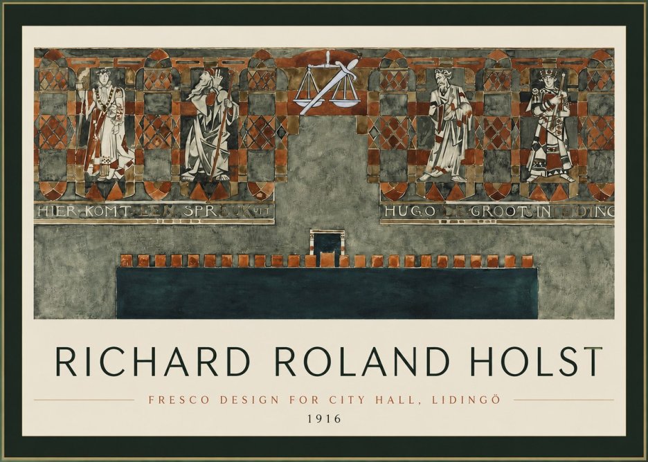 Richard Roland Holst Fresco Design - City Hall, Lidingö No2 - Poster