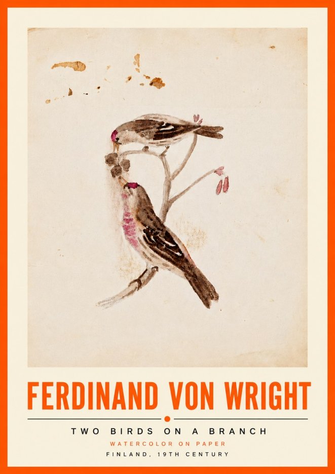 Ferdinand von Wright Two Birds on a Branch No5 - Poster