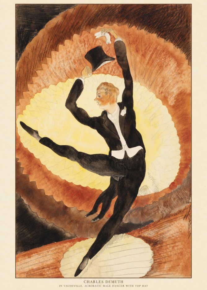 Charles Demuth In Vaudeville, Acrobatic Male Dancer with Top Hat No6 - Poster