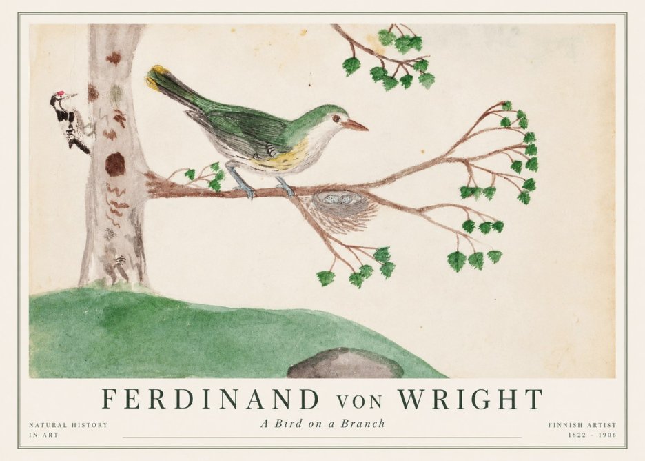 Ferdinand von Wright Green Warbler with Nest No2 - Poster