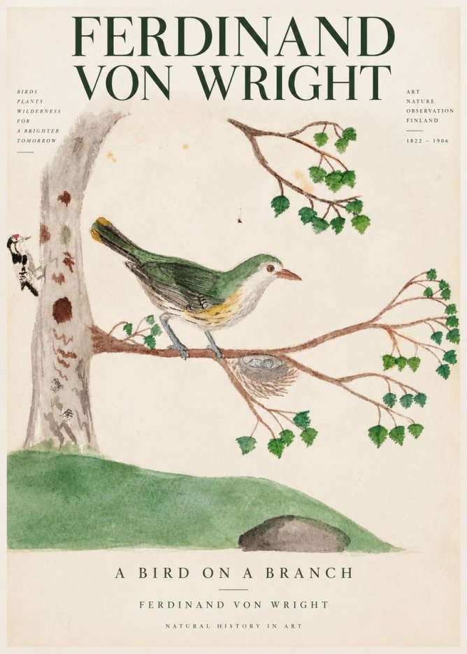 Ferdinand von Wright Green Warbler with Nest No4 - Poster