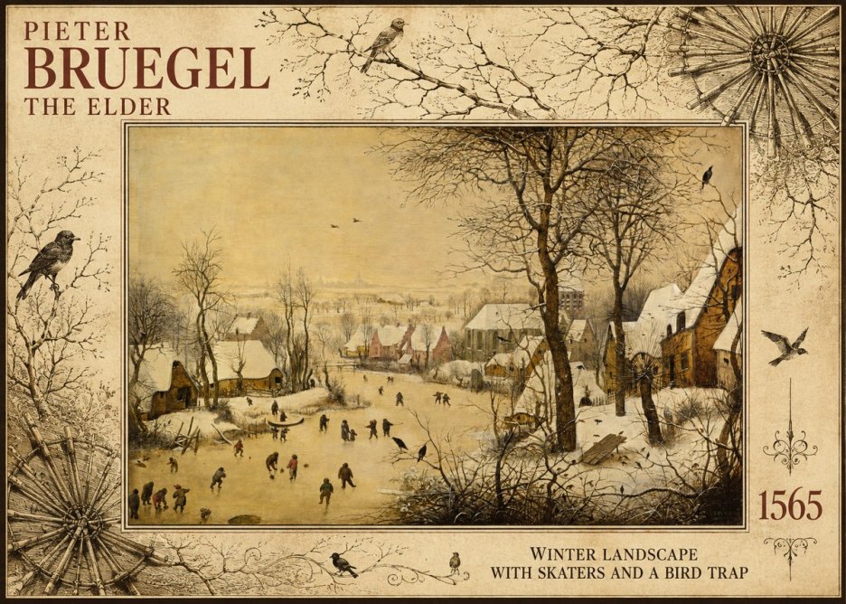 Pieter Bruegel Winter Landscape with Skaters and a Bird Trap No5 - Poster