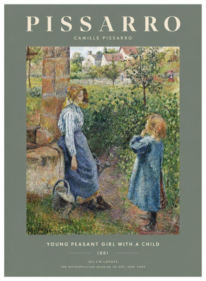 Pissarro Young Peasant Girl with a Child No2 - Poster