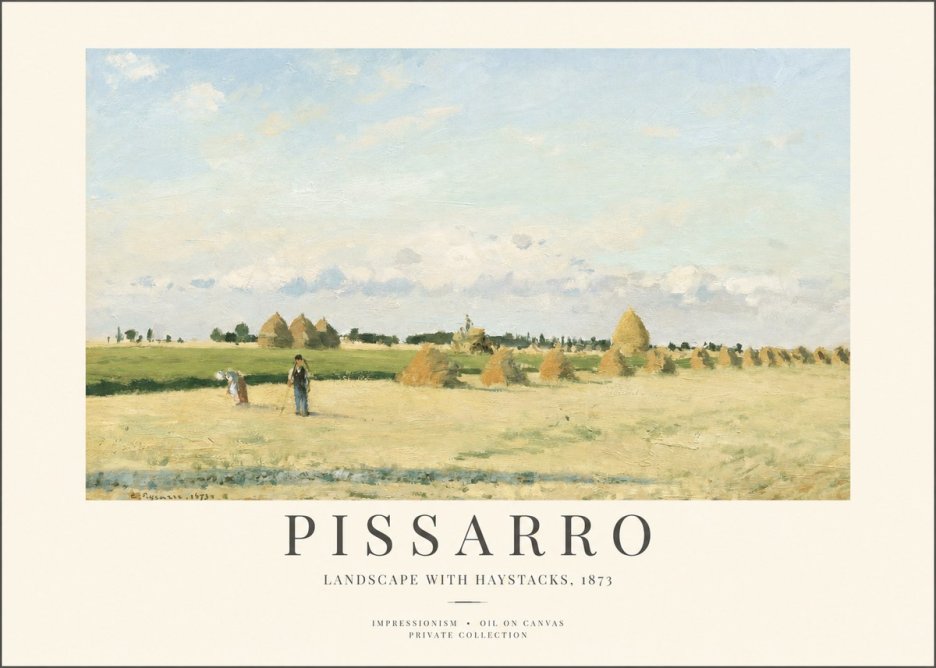Pissarro Landscape with Haystacks, 1873 No1 - Poster
