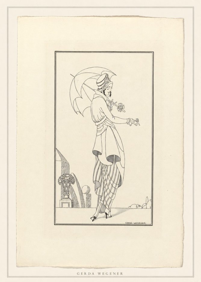 Gerda Wegener Elegant Figure with Parasol No4 - Poster