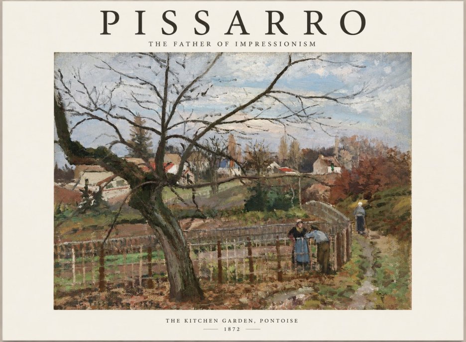 Pissarro The Kitchen Garden, Pontoise No1 - Poster