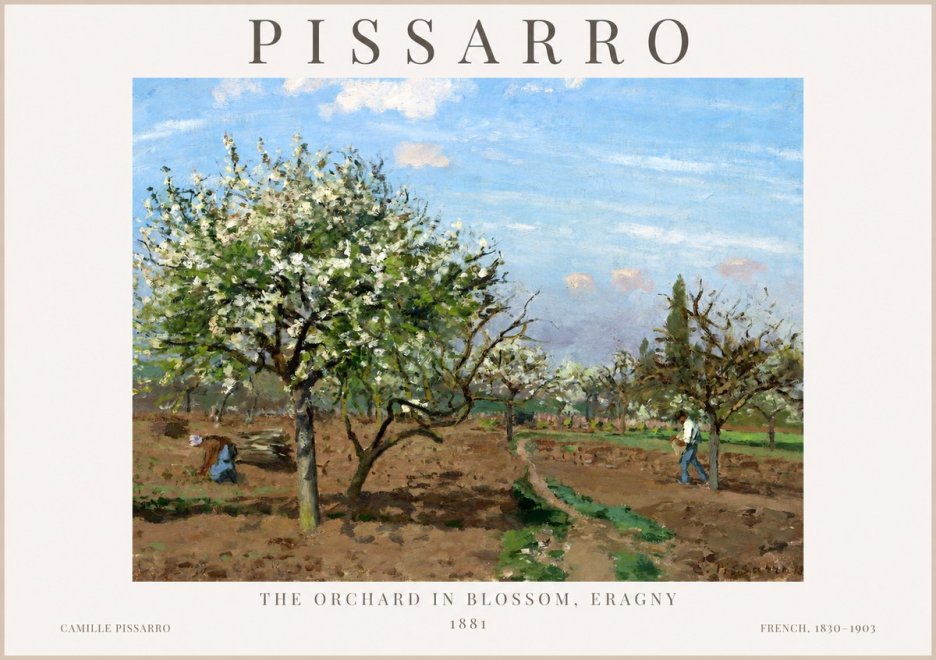 Pissarro The Orchard in Blossom, Eragny No1 - Poster