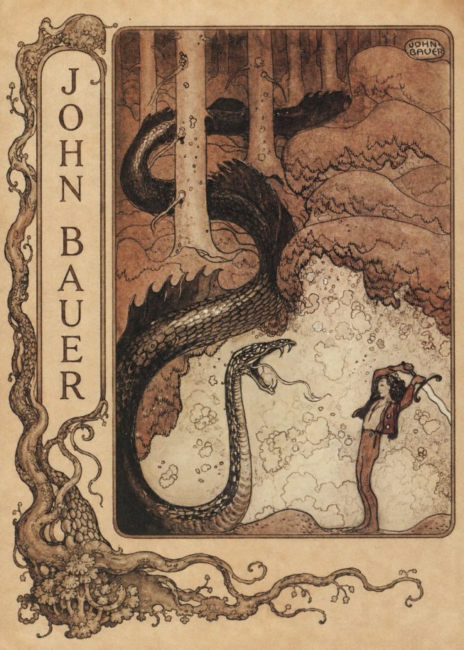 John Bauer The Boy and the Serpent No2 - Poster