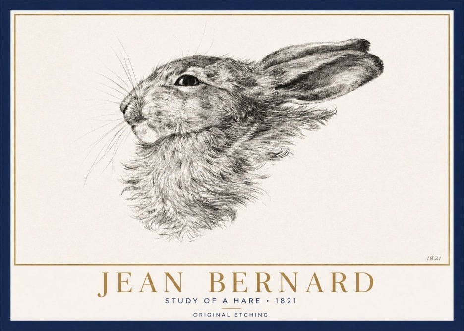 Jean Bernard Study of a Hare No3 - Poster