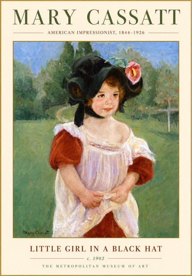 Mary Cassatt Little Girl in a Black Hat No4 - Poster