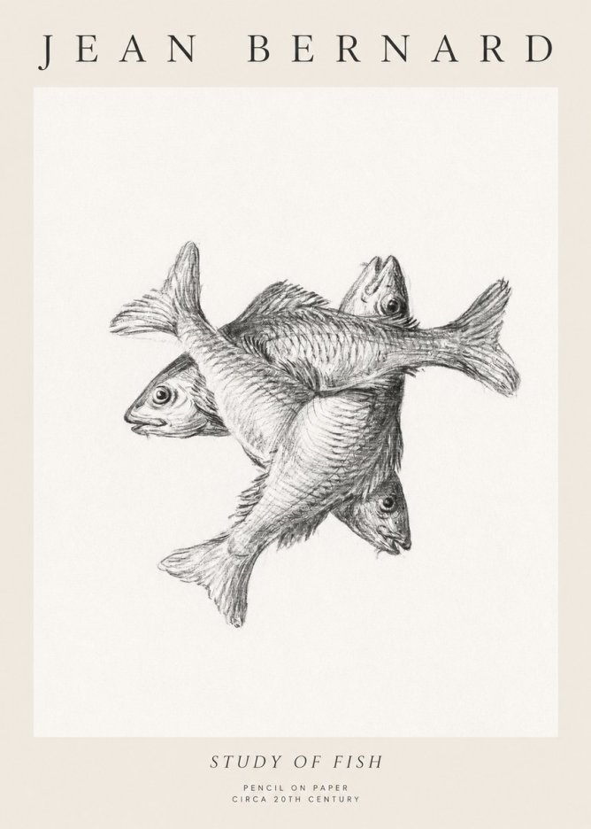 Jean Bernard Study of Fish No1 - Poster