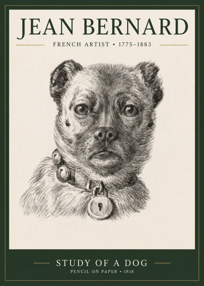 Jean Bernard Study of a Dog IV No3 - Poster