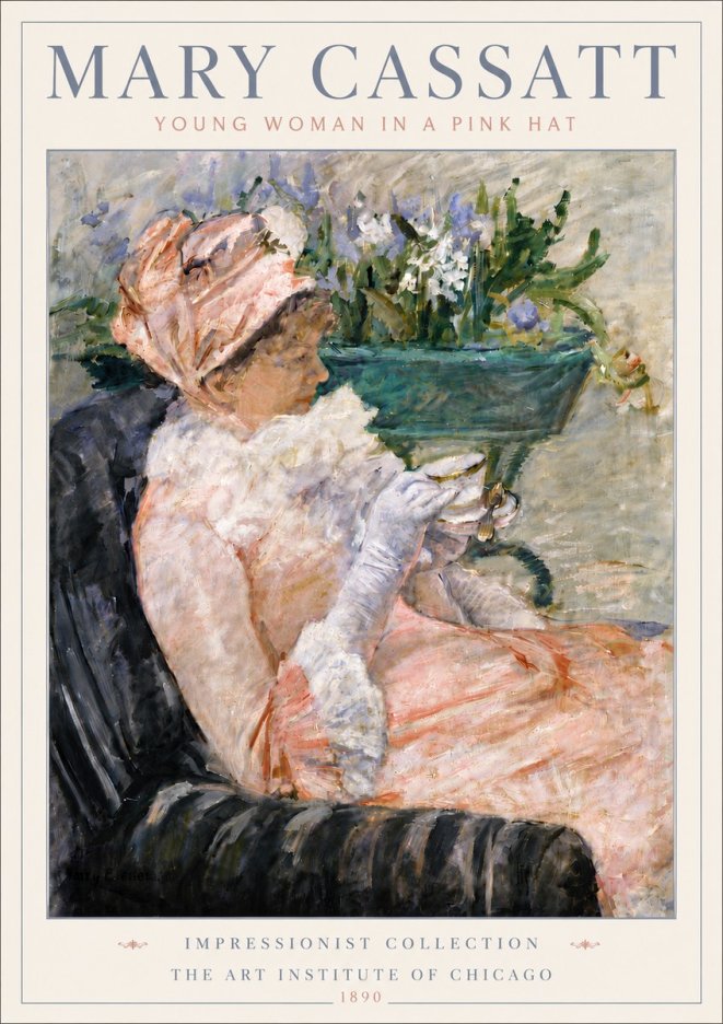 Mary Cassatt Young Woman in a Pink Hat No6 - Poster