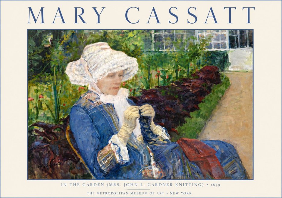 Mary Cassatt In the Garden (Mrs. John L. Gardner Knitting) No6 - Poster