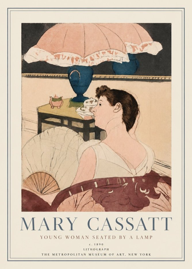 Mary Cassatt Young Woman Seated by a Lamp No3 - Poster