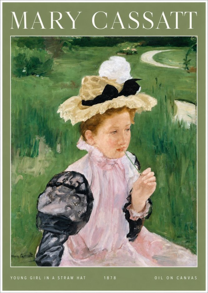 Mary Cassatt Young Girl in a Straw Hat No2 - Poster