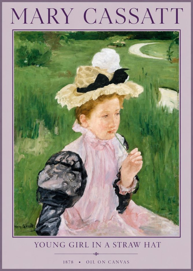Mary Cassatt Young Girl in a Straw Hat No3 - Poster
