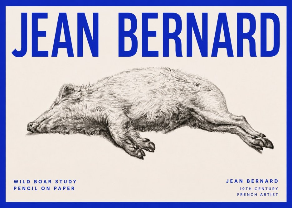 Jean Bernard Wild Boar Study No4 - Poster