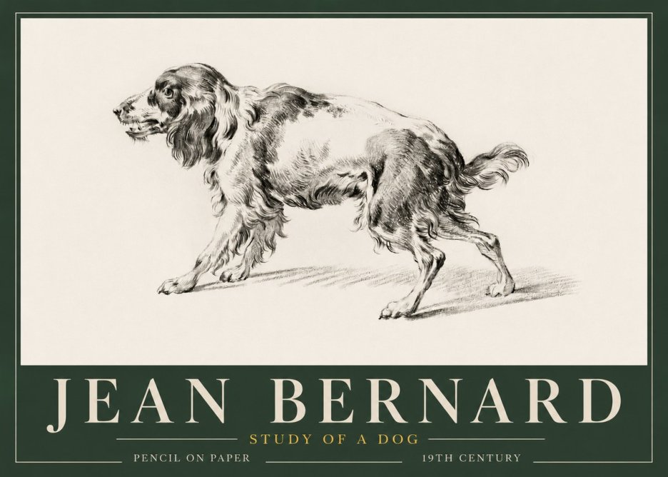 Jean Bernard Study of a Dog V No3 - Poster