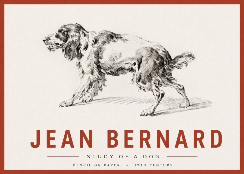 Jean Bernard Study of a Dog V No4 - Poster