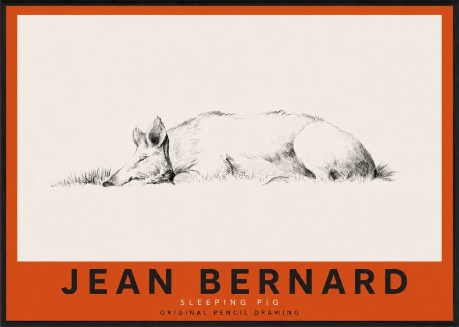 Jean Bernard Sleeping Pig II No3 - Poster