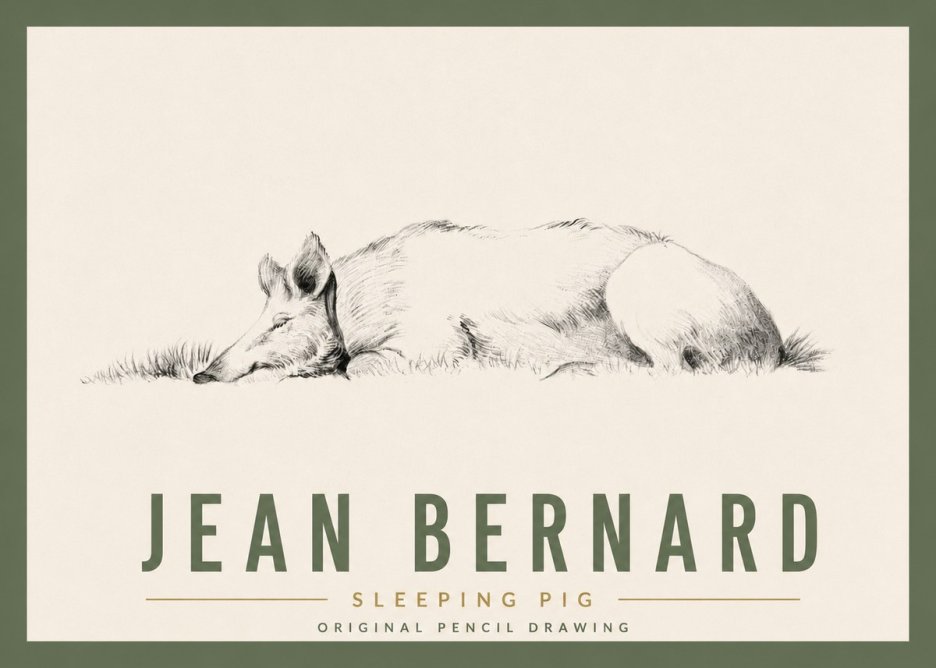 Jean Bernard Sleeping Pig II No5 - Poster