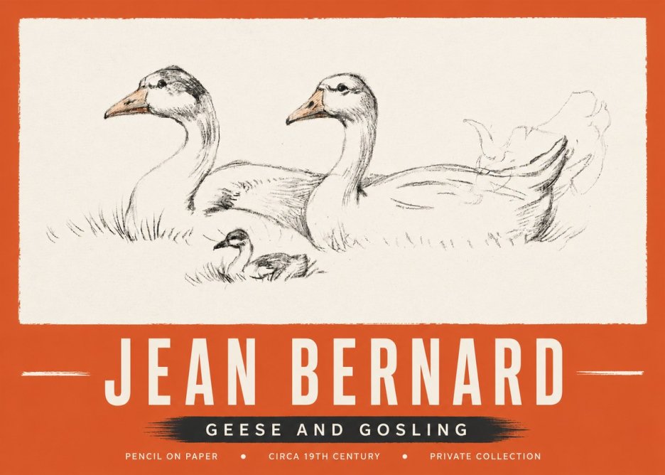 Jean Bernard Study of Geese No5 - Poster