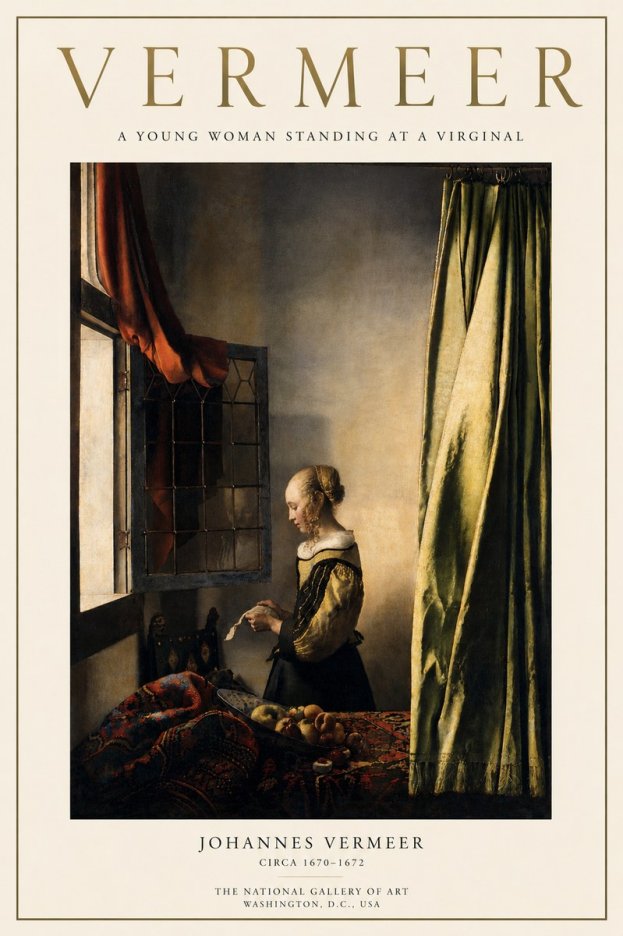 Vermeer A Young Woman Standing at a Virginal No3 - Poster