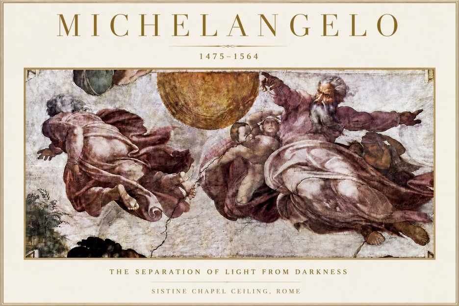 Michelangelo The Separation of Light from Darkness No4 - Poster