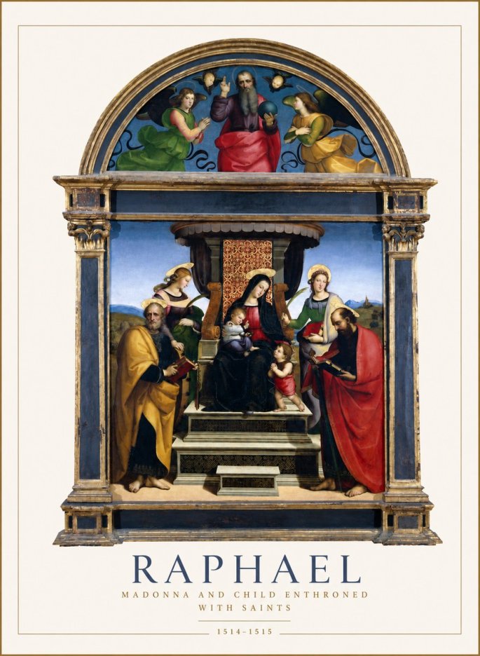 Raphael Madonna and Child Enthroned with Saints No1 - Poster