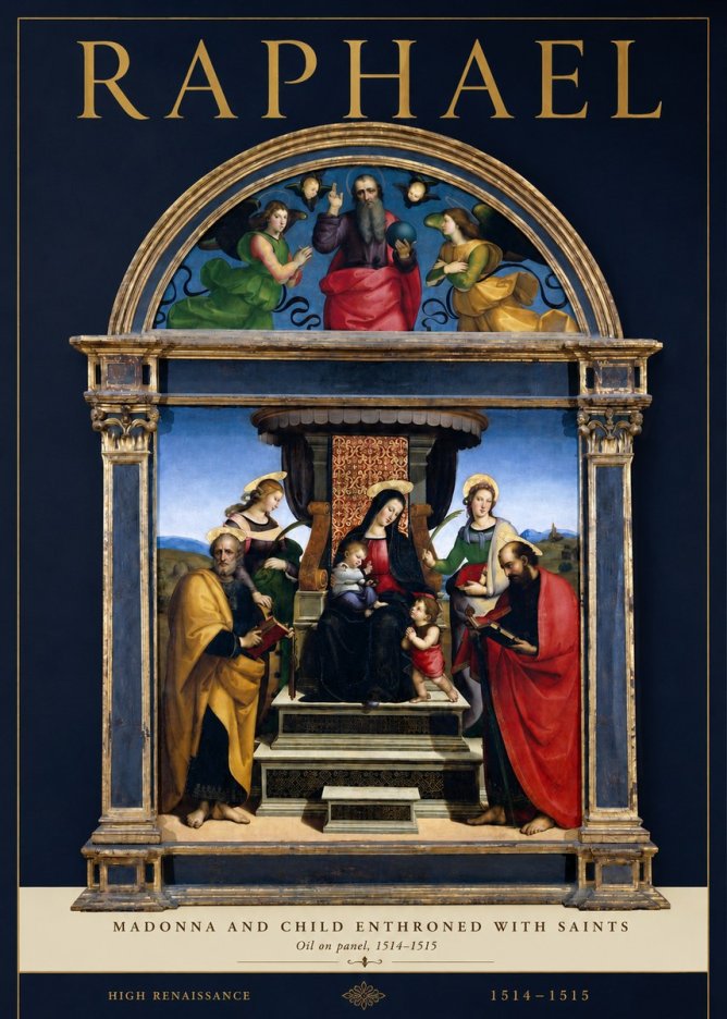 Raphael Madonna and Child Enthroned with Saints No2 - Poster