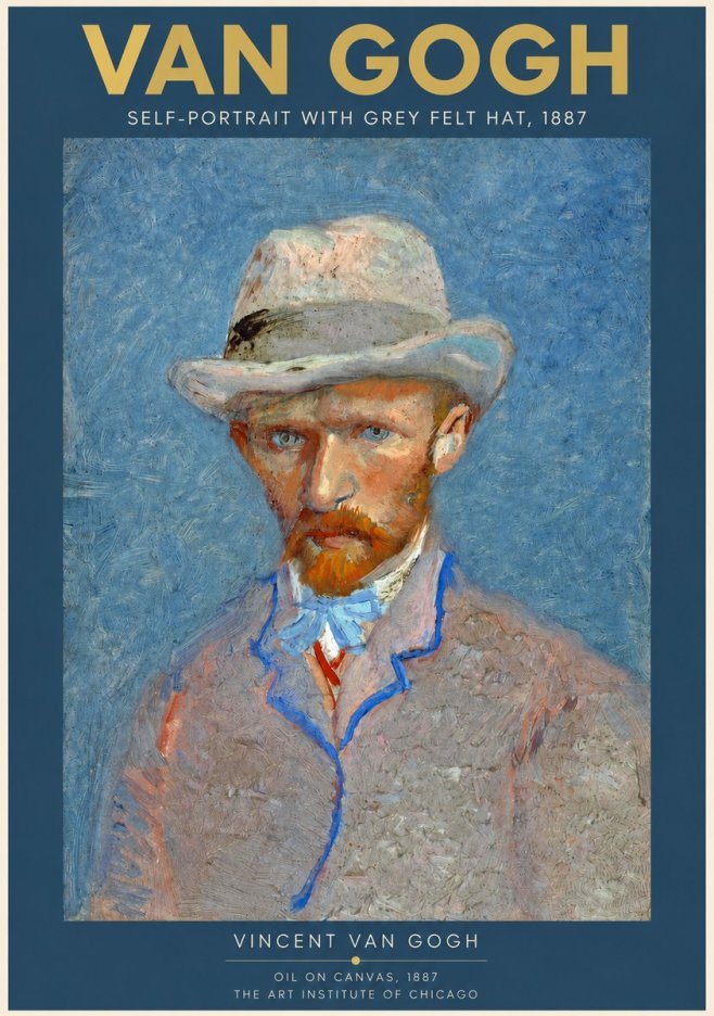 Van Gogh Self-portrait with Grey Felt Hat II No2 - Poster