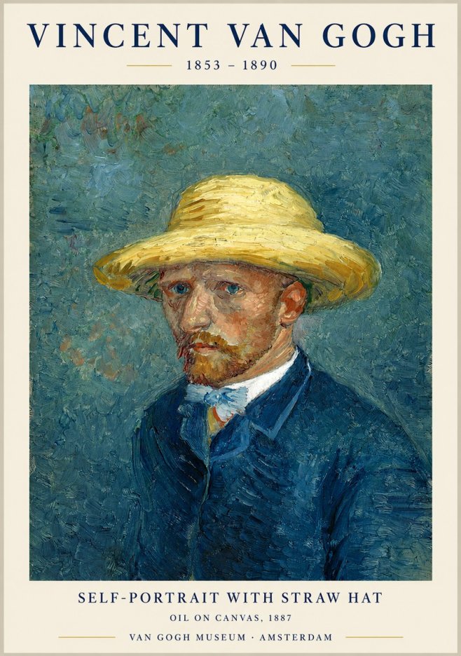 Van Gogh Self-portrait with Straw Hat III No1 - Poster