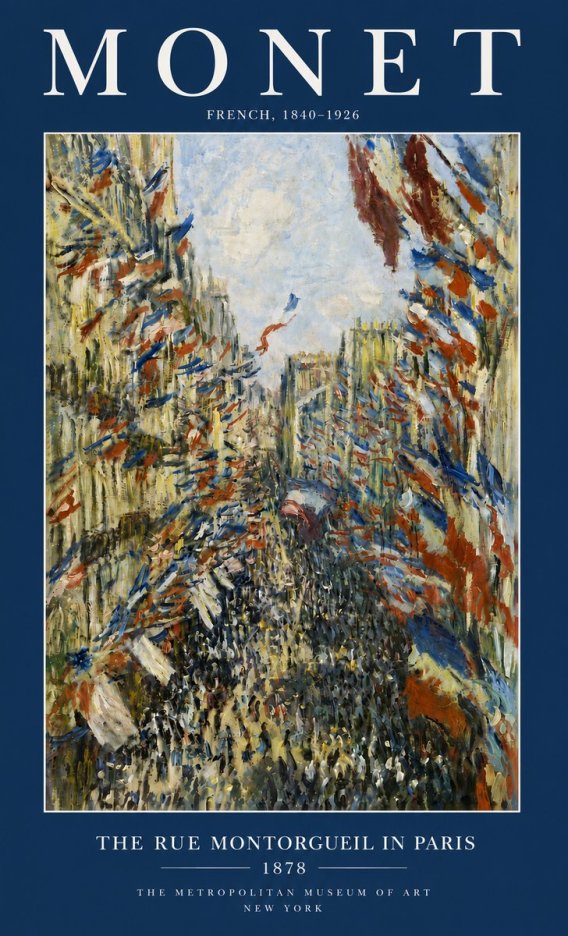 Monet The Rue Montorgueil in Paris No6 - Poster
