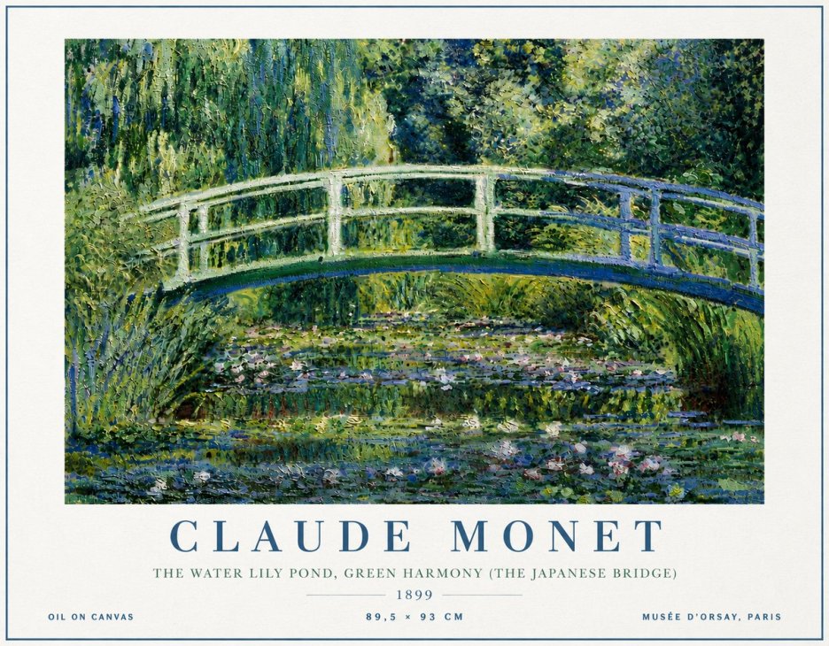 Monet The Water Lily Pond, Green Harmony (the Japanese Bridge) No6 - Poster