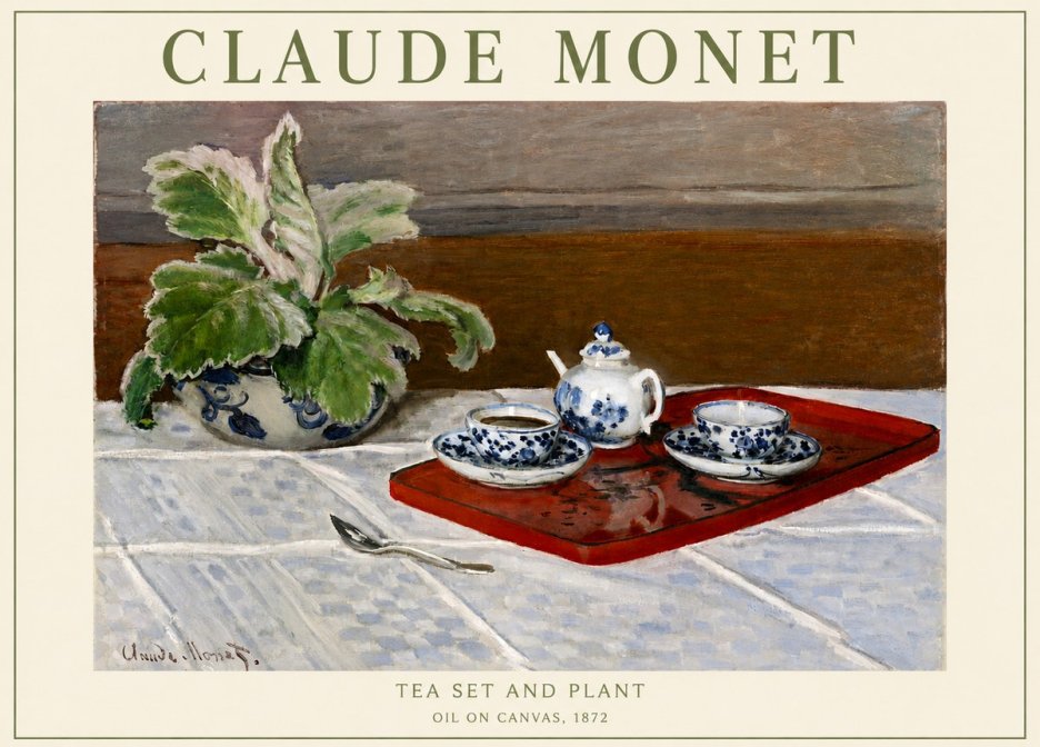 Monet Tea Set and Plant No3 - Poster