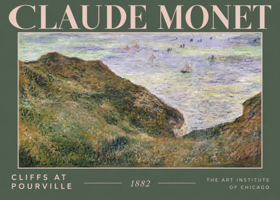 Monet Cliffs at Pourville II No4 - Poster
