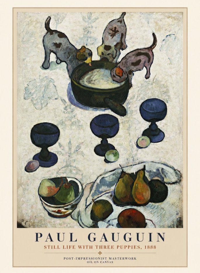 Paul Gauguin Still Life with Three Puppies, 1888 No1 - Poster
