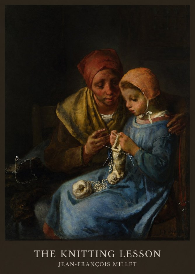Jean-François Millet The Knitting Lesson I No5 - Poster