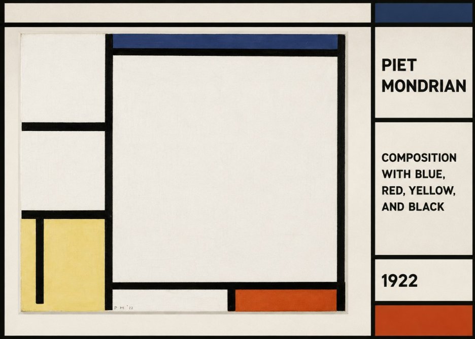 Piet Mondrian Composition with Blue, Red, Yellow, and Black No2 - Poster