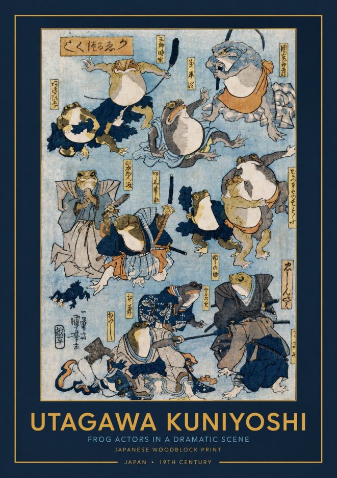 Utagawa Kuniyoshi Frog Actors in a Dramatic Scene No3 - Poster