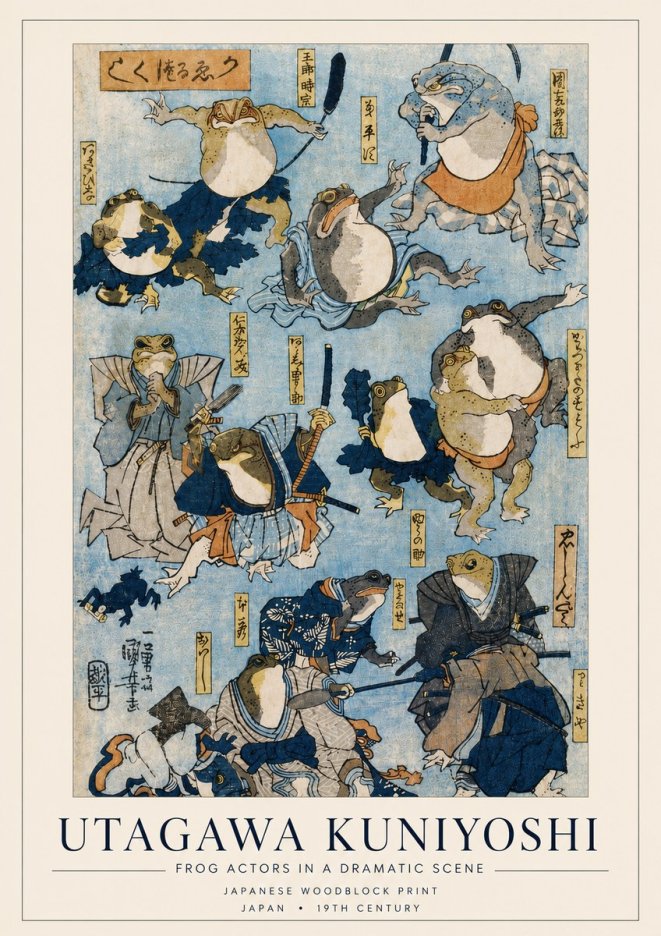 Utagawa Kuniyoshi Frog Actors in a Dramatic Scene No4 - Poster