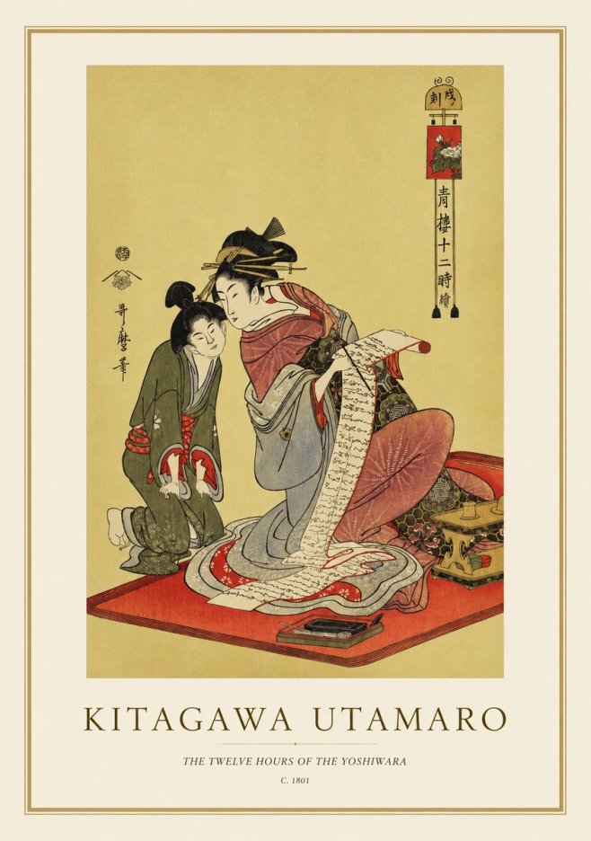 Kitagawa Utamaro The Twelve Hours of the Yoshiwara No1 - Poster